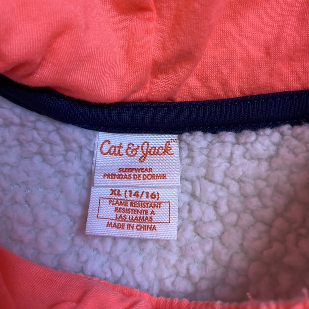 Cat & Jack Pajama Set Plush Hooded Top and Unicorn Fleece Pant Girls XL